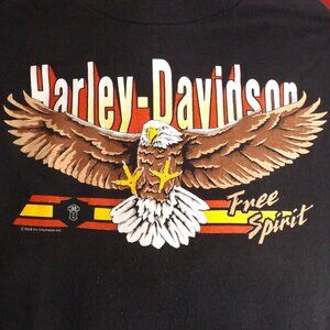 Vintage HARLEY-DAVIDSON Tshirt, L, 1988, RK Stratman, Attacking Eagle, Woodstock